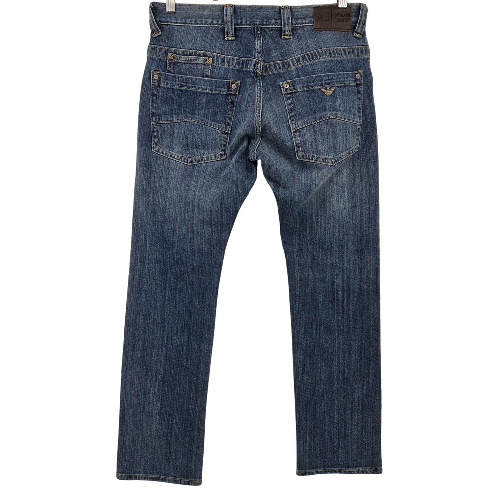 Armani Jeans J08 Slim Fit Mens 32x32 Blue Dark Wash Denim Casual Streetwear - Picture 2 of 9
